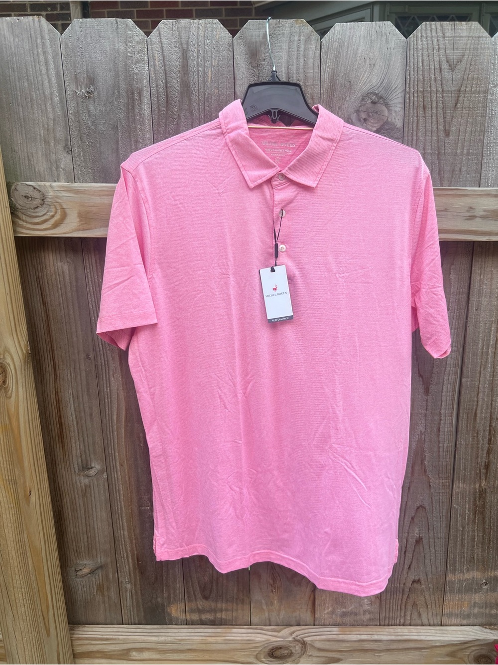 Michel Rouen Performance Polo Shirt Men's XL Pink Heather NWT